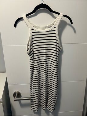 Striped Racerback Tank Dress - Black & White